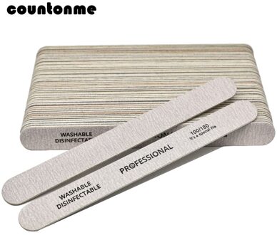 50 stuks Houten Nagelvijlen 100/180 Nail Gereedschap Buffer Blok Manicure Schuurpapier Nail Art polijsten dikke Wasbare dubbelzijdig Tool