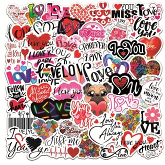 50 Stuks I Love U Valentijnsdag Stickers Cadeau Voor Liefhebbers Om Diy Gitaar Motorfiets Skateboard Auto Laptop Koelkast decal Sticker C-50stk