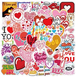 50 Stuks I Love U Valentijnsdag Stickers Cadeau Voor Liefhebbers Om Diy Gitaar Motorfiets Skateboard Auto Laptop Koelkast decal Sticker D-50stk