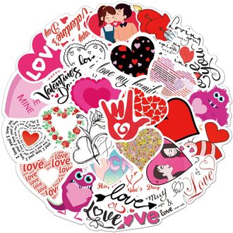 50 Stuks I Love U Valentijnsdag Stickers Cadeau Voor Liefhebbers Om Diy Gitaar Motorfiets Skateboard Auto Laptop Koelkast decal Sticker F-50stk