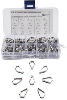 50 Stuks Kabel Vingerhoeden Kabel Vingerhoeden M3 304 Rvs Vingerhoed Diameter Wire Rope Cable Vingerhoeden Rigging