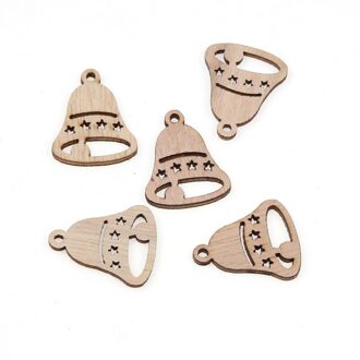 50 Stuks Kerst Bel Natuurlijke Houten Ornament Diy Scrapbooking Ambachten Xmas Embellishments Hout Home Decoraties