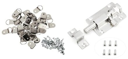 50 Stuks Medium D-Ring Fotolijst Band Hangers Met Schroeven Met Deur Lock Slide Bolt Voor Badkamer