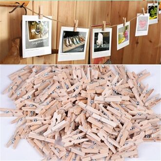 50 Stuks Mini Natuurlijke Houten Clip Kleding Fotopapier Peg Pin Wasknijper Craft Clips School Kantoorbenodigdheden 25mm