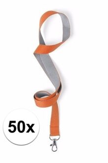 50 stuks oranje/grijze keycords - Action products
