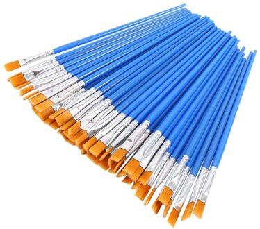 50 Stuks Penselen Set Kids Nylon Platte Haar Kleine Olie Aquarel Kunstenaar Schilderij Kits Bulk Voor Kinderen