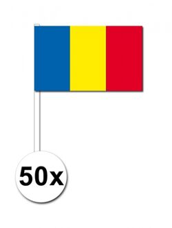 50 stuks Roemeense zwaai vlaggetjes 12 x 24 cm