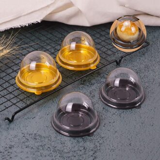 50 Stuks Ronde Mini Maan Cake Container Trays Wedding Party Favor Dozen Yolk Scherpe Verpakking Bakken Accessoires goud 50stk