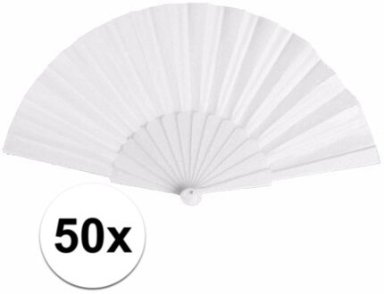 50 stuks Spaanse bruiloft Handwaaiers wit 23 cm