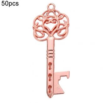 50 Stuks Vintage Bloem Gegraveerde Sleutelhanger Shaped Keys Flesopeners Wedding Party Souvenir Unieke Creatieve Bierfles Opener roos goud