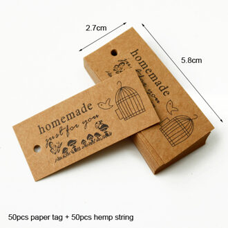 50 Stuks Vintage Kraftpapier Tag Hang Tags Wedding Birthday Party Candy Dozen Prijs Label Naaien Kleding Kledingstuk Tags Birdcage
