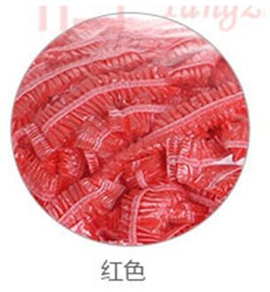 50 Stuks Wegwerp Douche Caps Hoed Badmutsen Elastische Waterdichte Douche Cap Resuable Lace Elastische Band Bad Haar Caps Hoeden 50stk rood