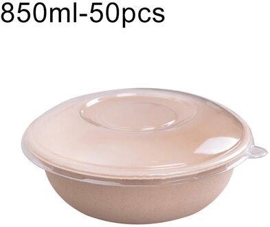 50 Stuks Wegwerp Ronde Ovale Kom Keuken Salade Snacks Picknick Container Met Deksel Wegwerp, Met Deksel, Milieuvriendelijke 850ml ovaal Bowl Lid