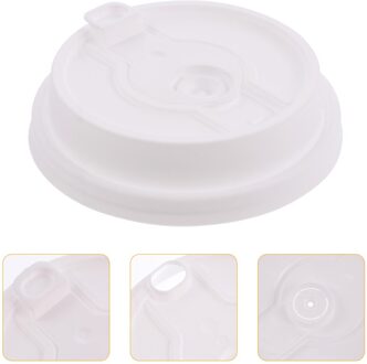 50 Stuks Wegwerp Thee Cup Deksels Premium Drinkbeker Verzegelde Deksels Voor Winkel wit