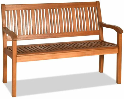 50" Two Person Outdoor Garden Bench Loveseat Porch Chair Solid Wood W/Armrest HW63888