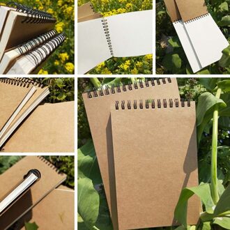 50 Vellen Vintage Spiraal Spoel Papier Tekening Schilderen Graffiti Kraft Hard Cover Schetsboek Voor Studenten Schoolbenodigdheden 12X18cm