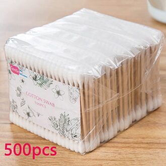 500/1000Pcs Tweepuntige Wattenstaafjes Vrouwen Make Bamboo Wattenstaafjes Wegwerp Bud Katoen Neus Oor Schoonmaken gezondheidszorg Tool 500stk