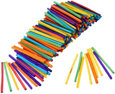 500/200Pcs Wood Sticks Wedstrijd Staven Kleurrijke 3D Puzzel Diy Craft Kids Wiskunde Leermiddelen Educatief Leren 4.2cm Lange 200stk