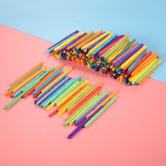 500/200Pcs Wood Sticks Wedstrijd Staven Kleurrijke 3D Puzzel Diy Craft Kids Wiskunde Leermiddelen Educatief Leren 4.2cm Lange 500stk