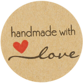 500 Etiketten Per Rol Ronde Natuurlijke Kraft Dank U Stickers Seal Labels Hand Gemaakt Met Liefde Stickers Papier Briefpapier Sticker