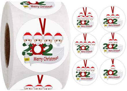 500 Merry Christmas Stickers 2020 Christmas Quarantine Survivor Round Label Stickers Envelope Sticker Seal For Bag Sealing Decor