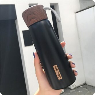 500 ML Thermosfles 304 Roestvrijstalen Waterfles Draagbare Thermoskan Voor Koffie Mok Cup Liefhebbers zwart