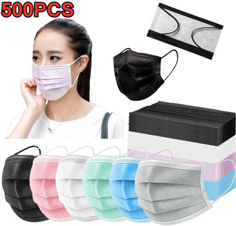 500 PCS Mouth Mask 3 Ply Disposable Face Mask Wholesale Nonwoven Safety Protection Mascarillas Anti Dust Masks Filter Breathable