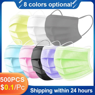 500 Pcs Mouth Masks 3-layer Anti-Dust Disposable Mascarillas Non Woven Meltblown Cloth Masks Elastic Ear Loop Face Mouth Mask