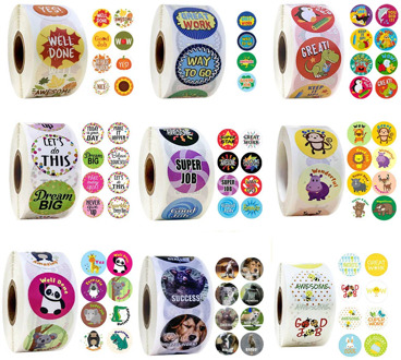 500 Pcs/roll Cartoon Animals Stickers with Cute Reward Stickers for Journal Scrapbooking Teacher Encouragement Reward Stickers