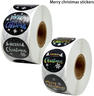 500 Pcs/Roll Merry Christmas Stickers Seal Labels Gold Silver 1 Inch Round Stickers For Handmade Sticker Card Box Package Labels