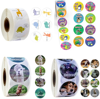 500 Pcs/roll Reward Stickers for Teachers Fun Motivational & Incentive Stickers for Kids Trendy Animal Meme Toys Stickers