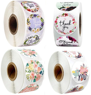 500 Pcs Round Flower Thank You Stickers Seal Labels 8 Styles Stationery Sticker For Handmade Custom Sticker Scrapbooking Labels