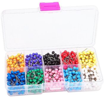 500 Stks/doos Kaart Kopspijkers Push Pins Plastic Kop Met Stalen Punt 4Mm 11Mm Kurk Boord Veiligheid Gekleurde Punaise office School Supply