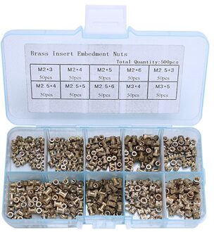 500 stks/set Insert Inbedding Noten Spuitgieten Moer Messing Insert Gekartelde Noten Opruwen Tool Ingebed Onderdelen Sluiting