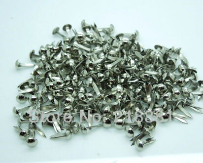 500 Stks Zilver Tone Ronde Brads Scrapbooking Versiering DIY 9x5mm (3/8 "x1/4") A00876