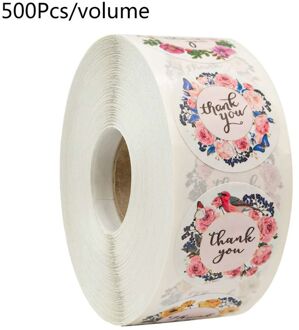 500 Stuks 4 Stijlen Bloemen Dank U Stickers Handgemaakte Scrapbooking Seal Label Winkel