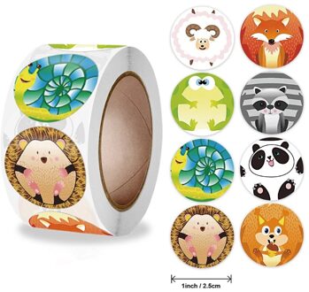 500 stuks beloningsstickers motiverende stickers op rol voor kinderen voor schoolbeloning studenten leraren schattige dieren stickers etiketten Donkergrijs
