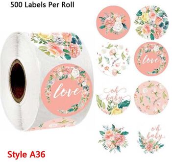 500 Stuks Bloemen Liefde Dank U Stickers Bruiloft Scrapbooking Verpakking Seal Label A36