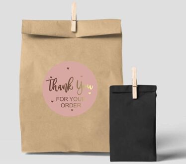 500 Stuks Dank U Voor Uw Bestelling Stickers Met Goud Folie Ronde Seal Label Handmae 97BB