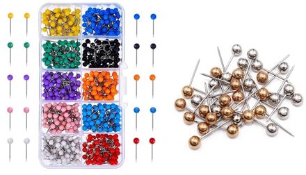 500 Stuks Kaart Kopspijkers Push Pins Plastic Kop Met Stalen Punt, 4Mm & 400Pcs (Goud & Zilver)