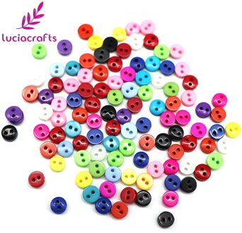 500 Stuks Willekeurige Gemengde 2-Gaten 6 Mm Ronde Hars Mini Flatback Knoppen Scrapbooking Diy Knop Kleding Naaien Decoratieve e0415