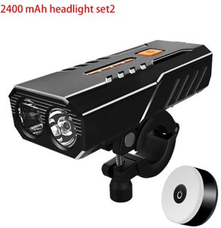 5000 Mah Fietslicht Voor Set Koplamp Lantaarn Voor Fiets Zaklamp Oplaadbare Lamp Running Led Usb Fiets Verlichting Verlichting 2400 mAh set2