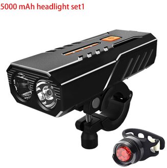 5000 Mah Fietslicht Voor Set Koplamp Lantaarn Voor Fiets Zaklamp Oplaadbare Lamp Running Led Usb Fiets Verlichting Verlichting 5000 mAh set1