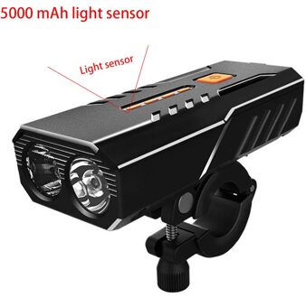 5000 Mah Fietslicht Voor Set Koplamp Lantaarn Voor Fiets Zaklamp Oplaadbare Lamp Running Led Usb Fiets Verlichting Verlichting licht sensor