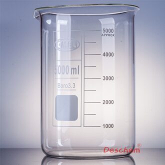 5000 ml, Glazen Beker, Lage Vorm, 5 Liter, Lab Chemie Glaswerk