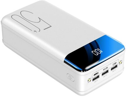 50000 Mah Hoge Capaciteit Power Bank Mobiele Telefoon Fast Charger Draagbare Reizen Powerbank Voor Xiaomi Samsung Iphone Poverbank wit