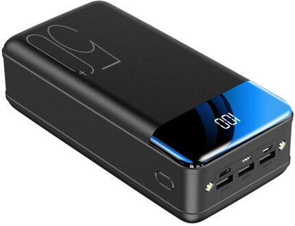 50000 Mah Hoge Capaciteit Power Bank Mobiele Telefoon Fast Charger Draagbare Reizen Powerbank Voor Xiaomi Samsung Iphone Poverbank zwart