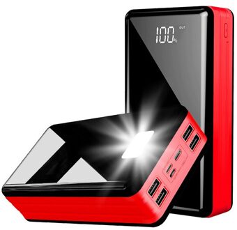 50000Mah Power Bank Grote Capaciteit Lcd Powerbank Externe Batterij Usb Draagbare Mobiele Telefoon Oplader Voor Samsung Xiaomi Iphone rood