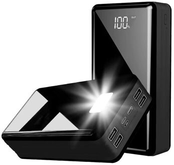 50000Mah Power Bank Grote Capaciteit Lcd Powerbank Externe Batterij Usb Draagbare Mobiele Telefoon Oplader Voor Samsung Xiaomi Iphone zwart