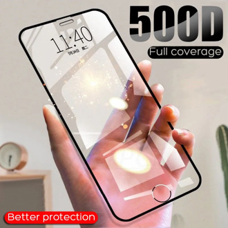 500D Full Cover Protective Glass For iPhone 7 8 6 6S Plus SE Tempered Screen Protector Glass on iPhone X XR 11 Pro Xs Max Film